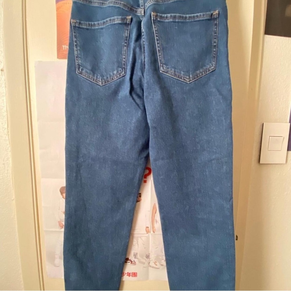 Express High Rise Button-Fly Jeans in Blue - Picture 2 of 3